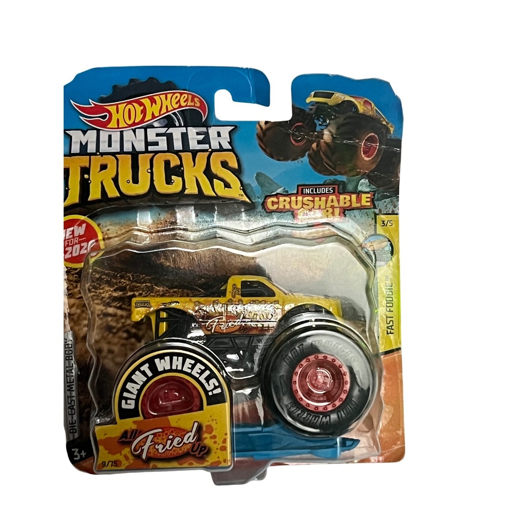 Hot Wheels Monster Trucks Kids OS Yellow New All Fried Up Pickup Truck 1:64